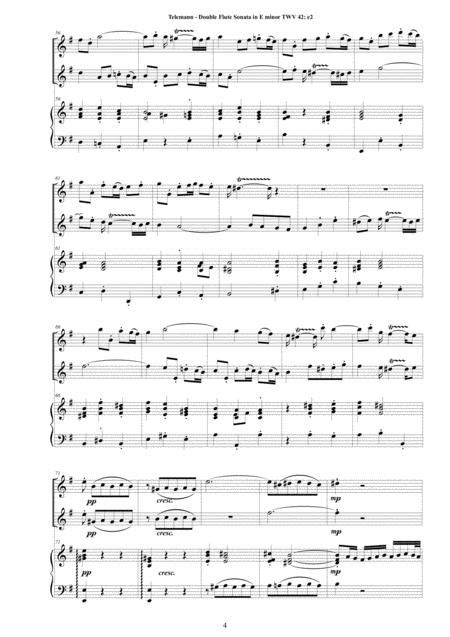 Telemann - Double Flute Sonata In E Minor TWV 42-e2 For Two Flutes And Harpsichord Or Piano